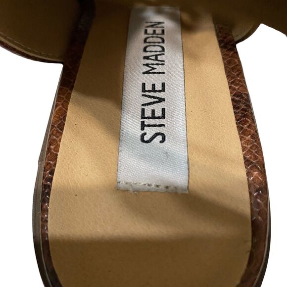 Steve Madden 7 Brown Snake Skin Print  Peep Toe  Block Heels Shoes EUC - Picture 10 of 12